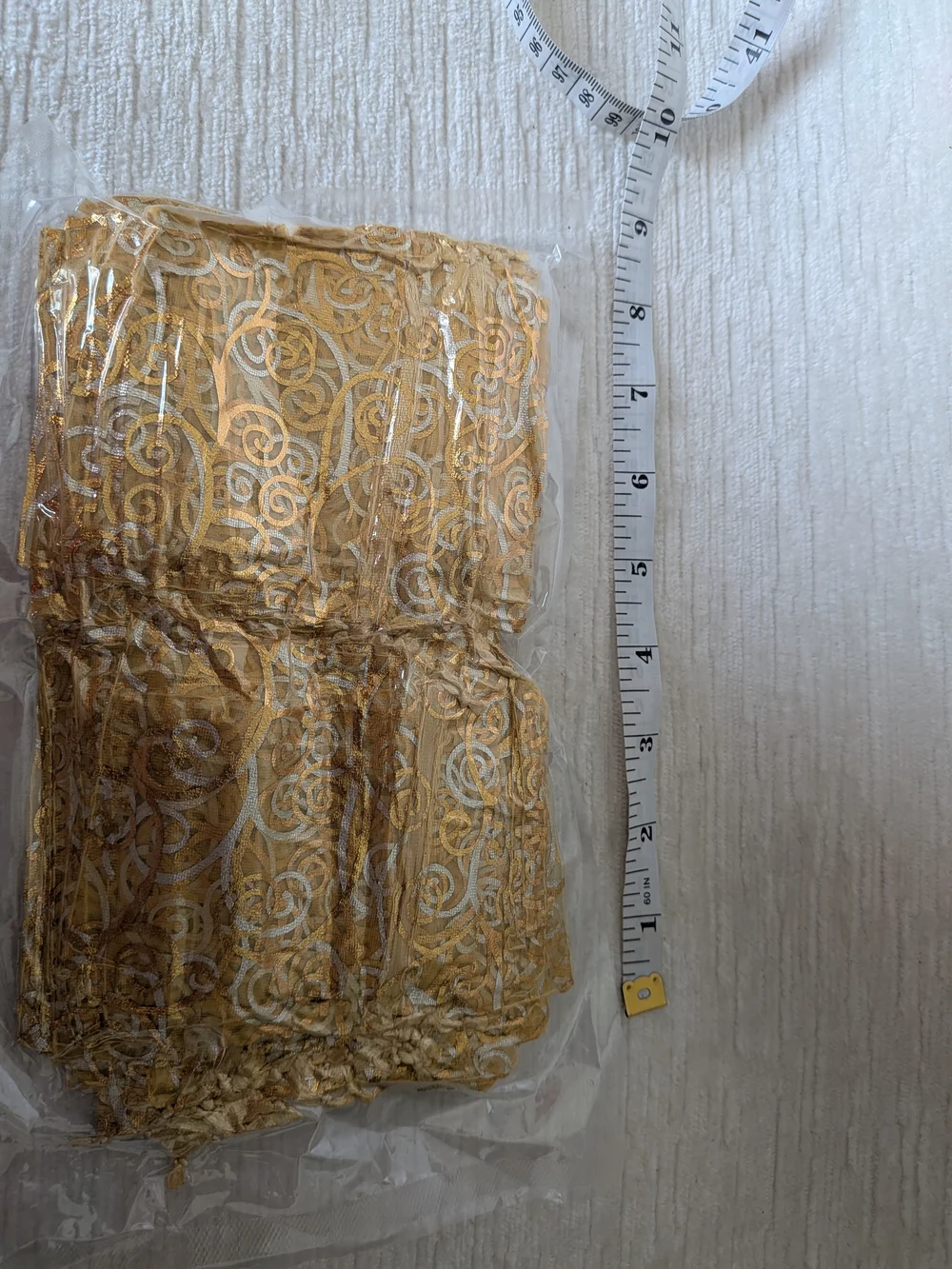 Gold Metallic Swirl Organza Bags 100 Pk 3"X4" Drawstring Closure Vacuum Sealed - Picture 6 of 7